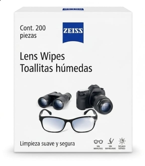Toallitas Húmedas Limpiadoras para Lentes y Cámaras ZEISS - Caja 200PZ